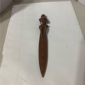 Elegant Brown Office Accessory with Carved Design